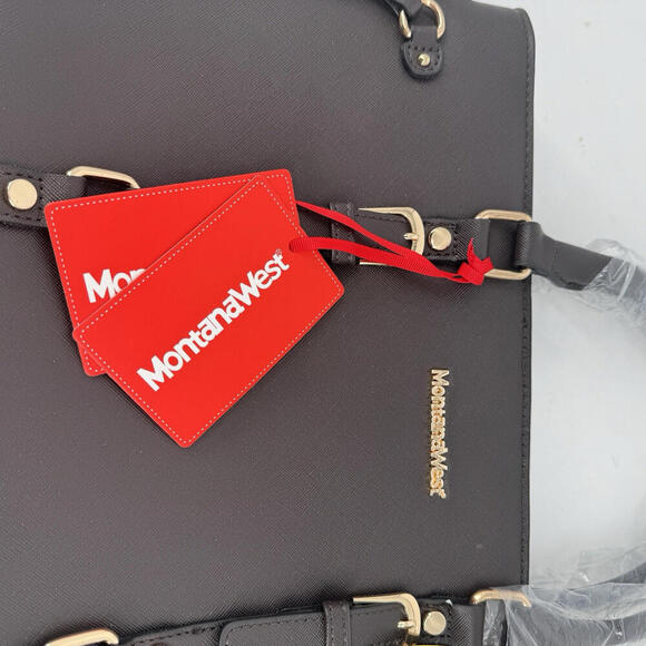 Montana West purse womens black leather tote large medium double handles - Picture 3 of 10